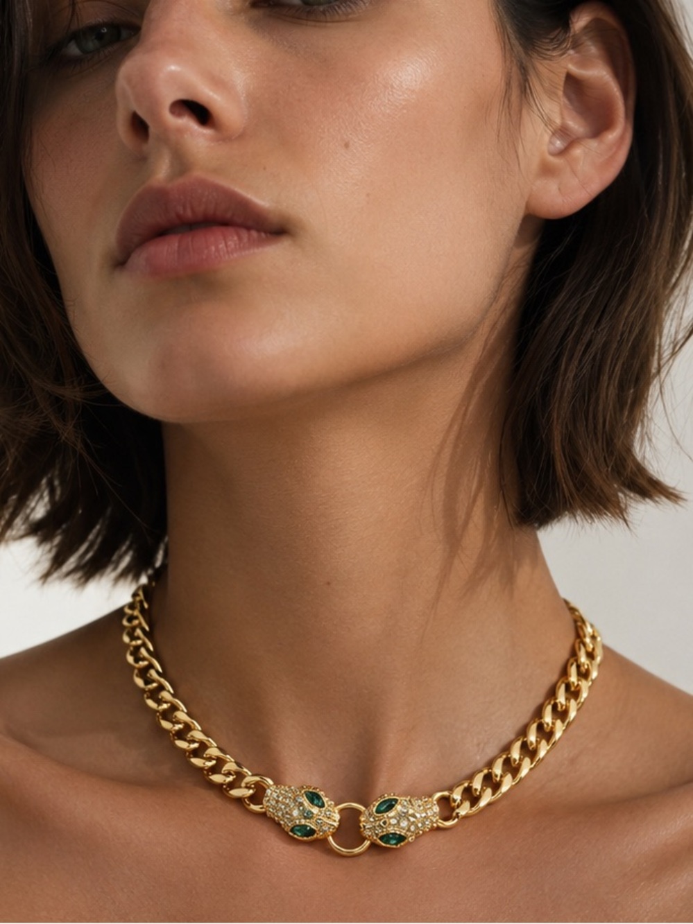 Gold Chain Snake Choker Necklace